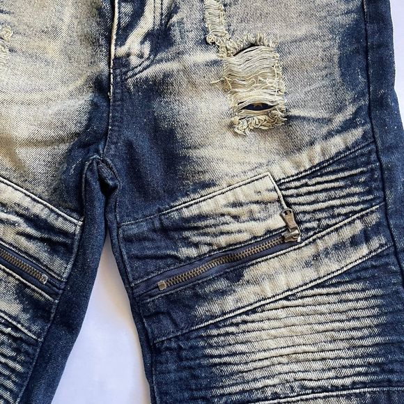 Lion Dynasty Boy’s Slim Distressed Denim Shorts Size 16 - Picture 3 of 6